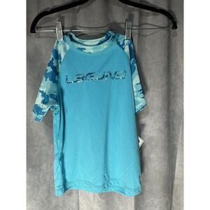 Laguna Little Boys Swim Shirt Groovy Summer Blue Turquoise Size 5/6